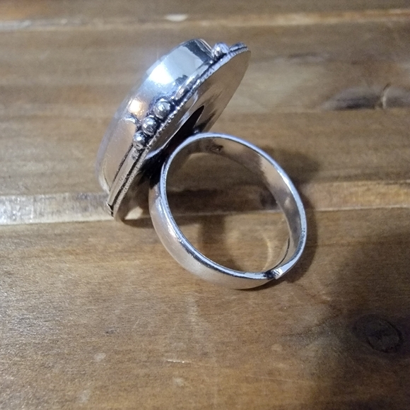 Native Shell Fossil Agate Gemstone Ring Size 6.5 Silver Women Jewelry 92… - Picture 3 of 3